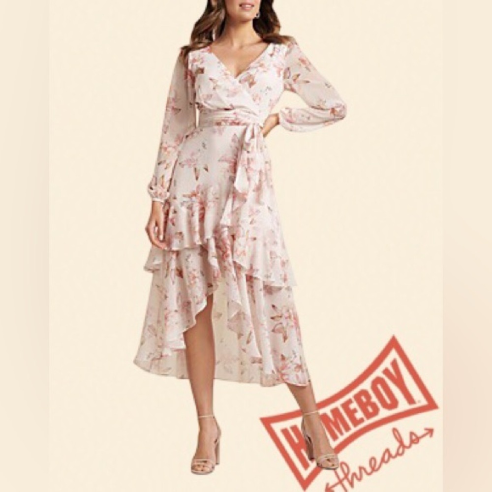 Ever New Pink Asymmetrical Ruffled Wrap Dress size 4